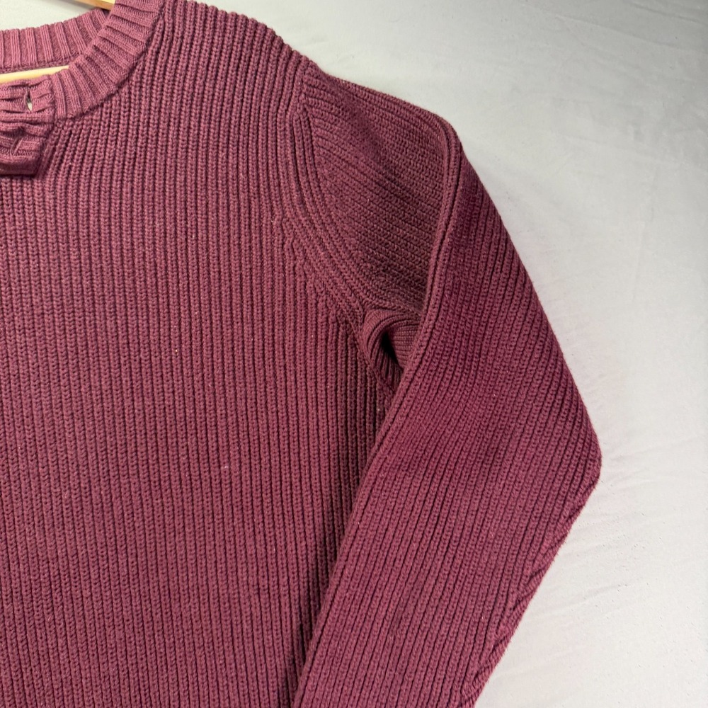Duluth Trading Co Sweater Mens Large Red Burgundy Henley Thick Knit Cotton Gorp - Picture 4 of 12
